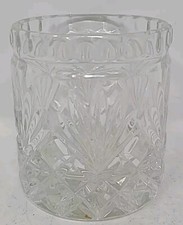 Spooner Waffle and Fan Pattern Lead Crystal USA 1940s Vase Cylinder Container picture