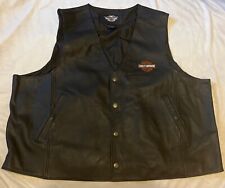 Men’s Harley Davidson Leather Riding Vest Black Snap Button 5XL picture