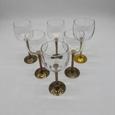 VTG Brass Stem Glass Wine Set of 6 Thailand picture