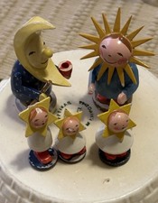 Erzgebirge Wendt & Kuhn Moon Family Figurine Wooden Germany Vintage Lot 5 picture