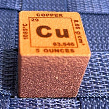 99.99% Pure Copper (Cu) Element Cube 5 oz picture