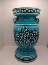 MCM Teal Hand Crafted Japanese Vase/Challis Floral Pottery  picture