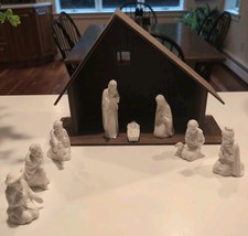 10 Piece 1958 Goebel HX 281 Sacrart Nativity Manger Set West Germany With Light picture