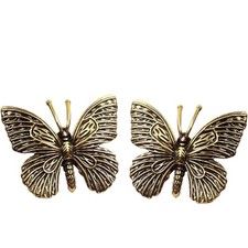 2pcs Retro Brass Butterfly Statue, Vintage Brass Figurine for Indoor Decor, Anti picture