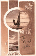 Postcard Embossed Sailboat Inset Making Port CW 1910 picture
