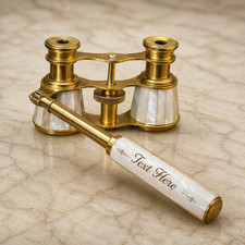 Antique Brass Opera Glasses with Handle – Mother of Pearl Theater Binoculars  picture