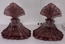 2 Vintage Victoria's Secret Purple Perfume Bottles Art Deco Style 1990s picture