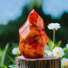 Natural Red Agate Flame Carving Carnelian Tower Healing Crystal Collector Gifts picture