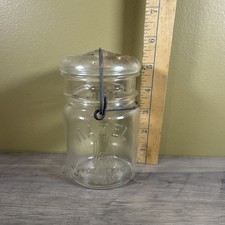 Vintage Hazel Atlas Clear Glass Pint Canning Jar Wire Bail Lid HA Logo 1930-40 picture