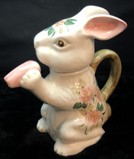 Rabbit Bunny Teapot Carrot Pour Spout Floral Pattern 8