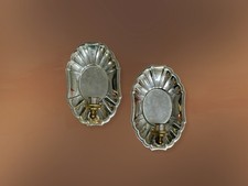 Vintage Set HOMCO Gold Scalloped Wall Sconces - Hollywood Regency Candle Holders picture