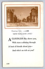 J98/ New Holland Ohio RPPC Postcard c1920 Main Street Stores Poem 383 picture