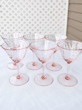 Vintage Rosaline Pink Swirl Cocktail / Martini Glasses | Set of 6 picture