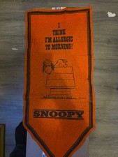 Vintage Peanuts I Think I'm Allergic To Morning Snoopy Orange Banner Pennant picture