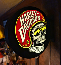 Harley-Davidson Lighted Skull Double Sided SWall Sign Lighted Wall Mount Sign 9