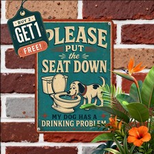 Please Put The Toilet Seat Down Bathroom Humor Metal Tin Sign 8x12 Restroom picture