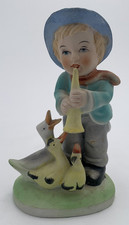 Vintage Norleans Figurine Boy Holding Horn And 3 Ducks picture