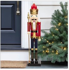 3 Ft. Large Classic Red Wood Holiday Nutcracker with Scepter picture