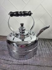 Vintage Simplex Patent Kettle Chrome Plt Solid Copper England Whistling Tea READ picture
