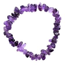 CHARGED Premium Natural (Dark) Amethyst Crystal Chip Stretchy Bracelet picture