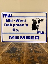 Mid-West Dairymen’s Co. Member Cow Graphic Advertising Sign Rockford Illinois  picture