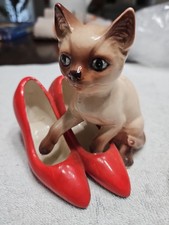 Vintage Norcrest Cat w. Red Shoes Figure; Made in Japan 27 picture