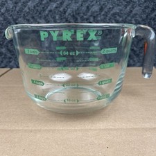 Vintage PYREX  8 Cup 2 Liter Measuring Cup Green Lettering USA 64 oz RARE picture