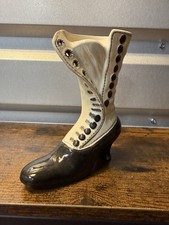 Atlantic Mold Ceramic Victorian High Top Button Boot Shoe Vase Planter  picture