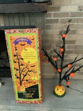 RARE Christopher Radio Shiny Brite “Ghastly Grins” 36” Lighted Halloween Tree picture