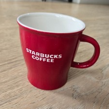 2009 Starbucks New Bone China Coffee Mug Red w/ White Embossed Lettering Logo picture