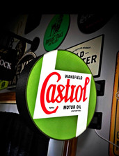 Castrol Wakefield Round Motor Oil Advertising Sign Green White Red light box picture