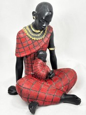 African Mother/Child Woman Hand Painted Maasai Tribal Resin Sculpture 8