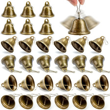 34PCS Craft Bells, Small Brass Bells with Spring Hooks Hanging for Homes, Weddin picture