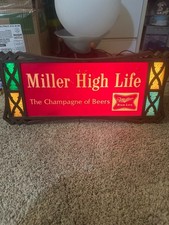 VINTAGE MILLER HIGH LIFE BEER LIGHT UP - LIT SIGN MILLER BRG CO MILWAUKEE WI picture