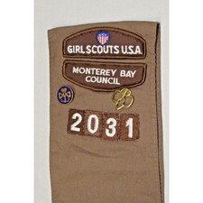Vintage 80s Girl Scout Brownie Sash Monterey Bay Council Cotton Poly 22X4.5In picture