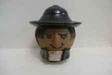 3R5 ART POTTERY BANK, FIGURAL HEAD OF MAN IN BLACK HAT 6