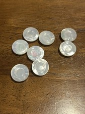 8 Vintage Antique Old Stock Small Carved Mother of Pearl Shank buttons 1/2 Inch picture