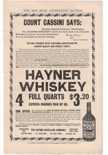 Original 1905 Hayner Whiskey Troy OH Count Cassini Says Antique Vintage Print Ad picture