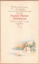 Vintage Art Deco Christmas Motto Postcard with a Snowy Rural Home Scene-S 1021 D picture