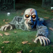 Halloween Light-Up Zombie Groundbreaker Bloodstain Creepy Sound Yard Prop LED Ne picture