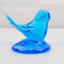 Blue Bird of Happiness Art Glass Votive Candle Holder Signed Leo Ward 1994  picture