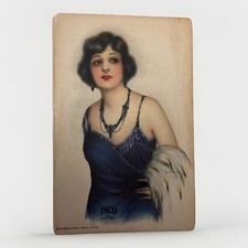 Antique 1920s INCO Pildoras Advertising Trade Card Flapper Glamour Girl Medicine picture