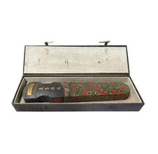 Chinese Zither Shape Flower Motif Collectible Ink Stick Display Art JK334 picture