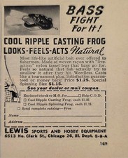 1948 Print Ad Cool Ripple Casting Frog Fishing Lures Lewis Sports Chicago,IL picture