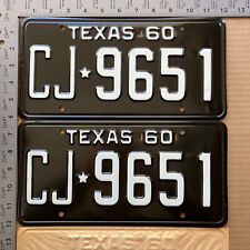 1960 Texas license plate pair CJ 9651 YOM DMV clear Ford Chevy Dodge car 1503 picture