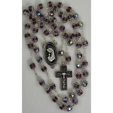 Damascene Silver Rosary Cross Virgin Mary Purple Beads by Midas of Toledo Spain picture