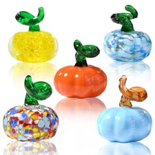 5pcs Small Blown Glass Pumpkin Figurine Collectible Halloween Thanksgiving Glass picture
