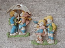 VTG 1977 HOMCO BOY AND GIRL WALL PLAQUE SET CHILD'S ROOM DART INC MADE IN USA picture
