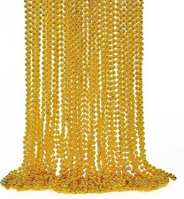 12PCS Mardi Gras Beads, Gold Beaded Necklace Stuff Set, 33