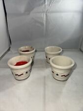 Longaberger Pottery Blue Woven Traditions & 4th Of July Votive Candle Holders C1 picture